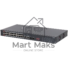 Коммутатор Dahua DH-S3226-24ET-240, 24×100 Мбит/с PoE + 2×1 Гбит/с Combo, неуправляемый