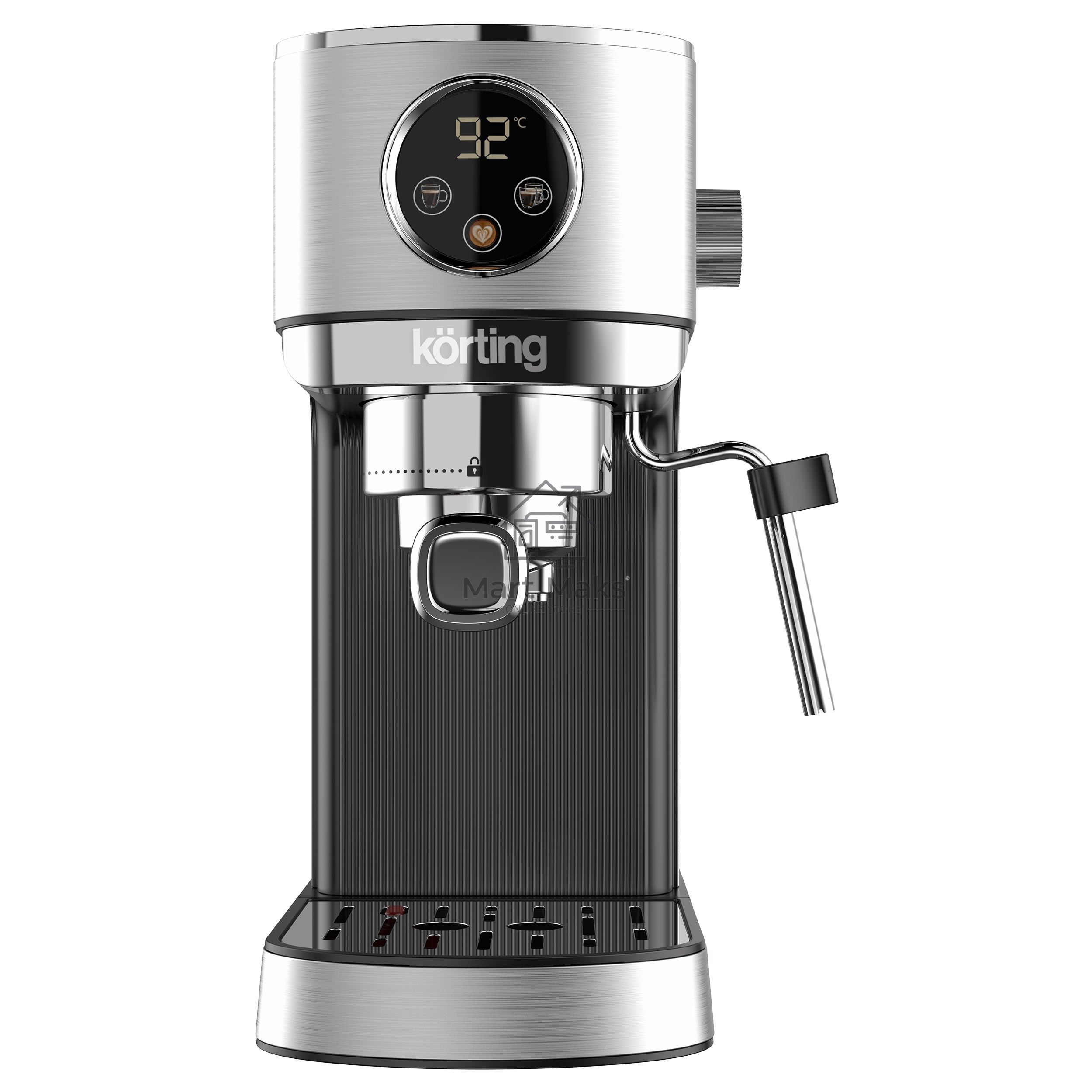 Кофеварка рожковая Korting KCM 1001 EX нержавеющая сталь, молотый, 1.2 л, 1350 Вт, 20 бар