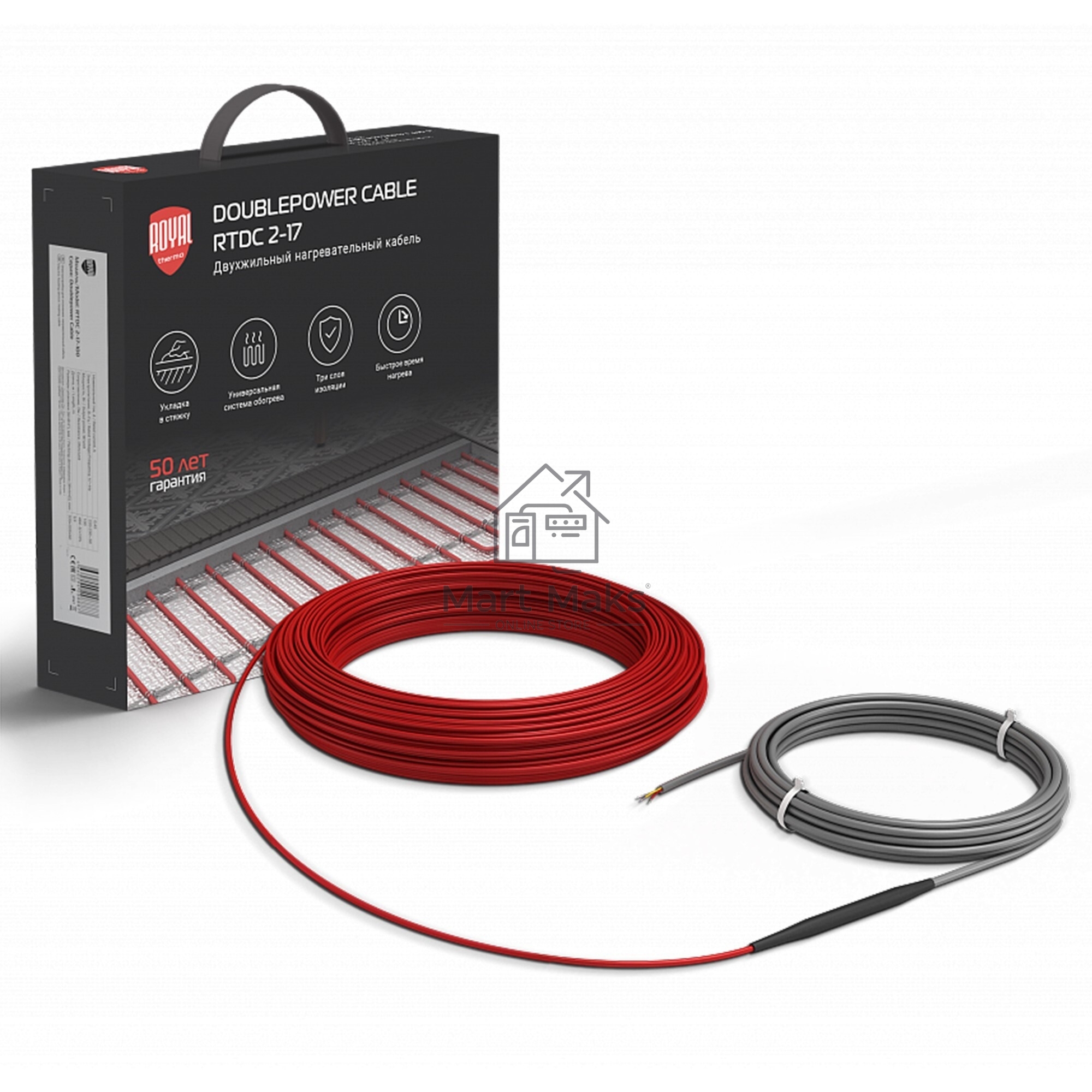 Кабель нагревательный Royal Thermo RTDC 2-17-1000 (ккомплект с терморегулятором RTI-16)