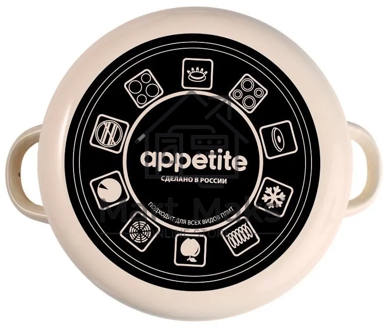 Кастрюля Appetite 6RD181M Подворье с крышкой, цилиндрическая, эмалированная сталь 3 л