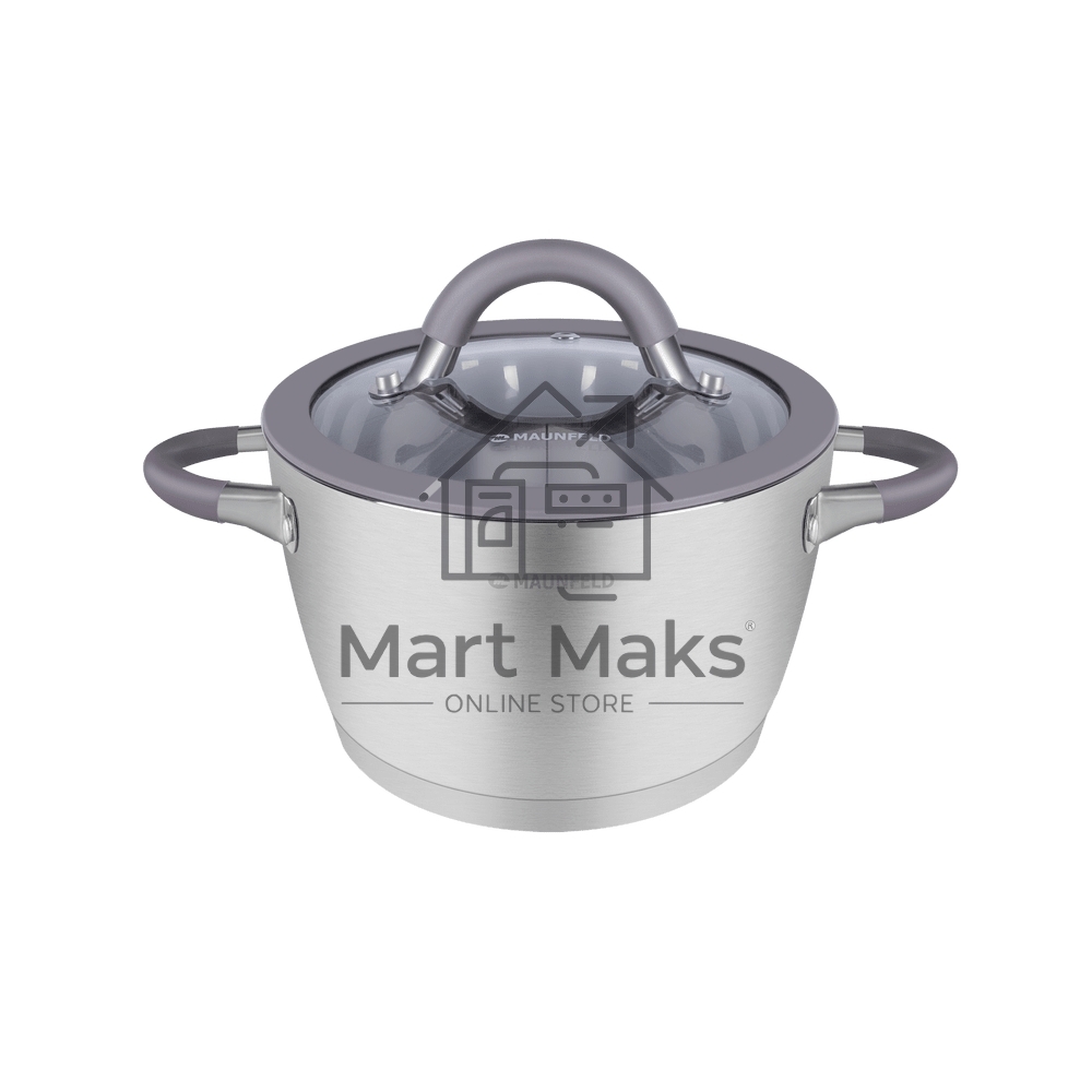 Кастрюля Maunfeld Leona MF20LN01CR из нержавеющей стали со стеклянной крышкой, 16 см, 1,7 л.