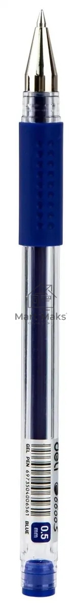 Ручка гелевая Deli Daily E6600SBlue прозрачный, d=0.5мм, синие чернила, резиновая манжета