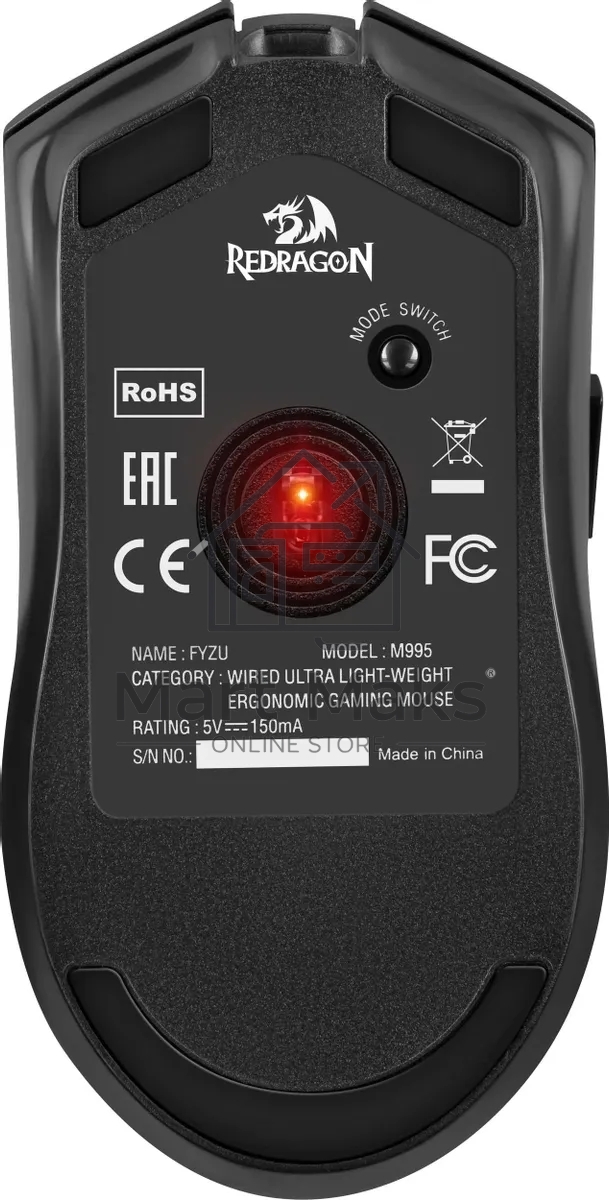 Мышь проводная игровая REDRAGON FYZU черная (USB, Pixart P3395, Huano, 6 кн., 26000 Dpi, RGb подсветка)