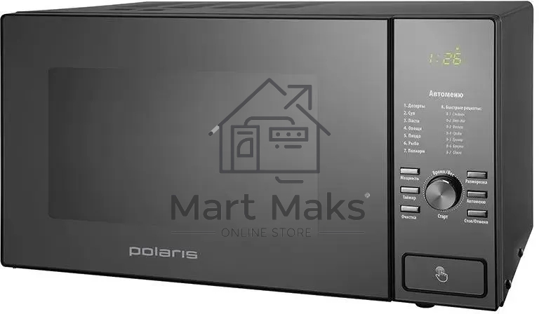 Микроволновая печь Polaris PMO 2303D RUS черный, 23 л, 900 Вт, переключатели- поворотный механизм/кнопки