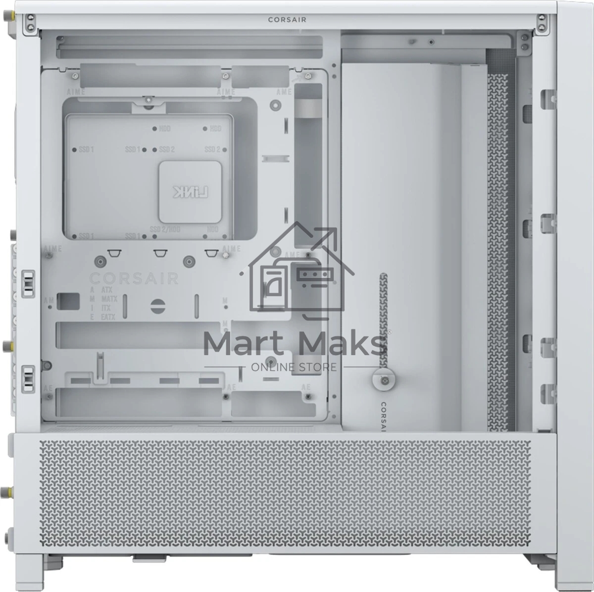 Компьютерный корпус без блока питания Corsair Frame 4000D, Midi-Tower, TG, no fan, 2xUSB-A 3.2, 1xUSB 3.2 Type-C, E-ATX, ATX, mATX, mITX White