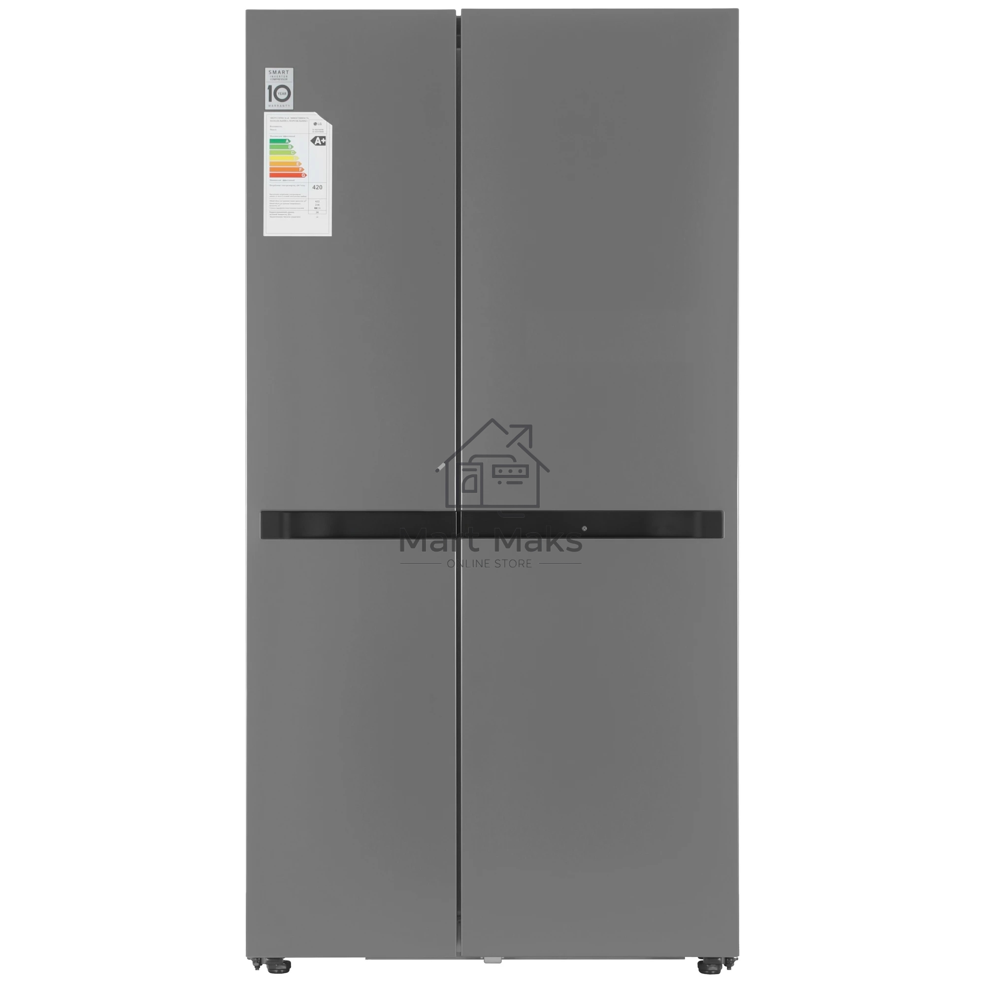 Холодильник LG GC-B257KMHW серебристый двухкамерный 422/206 л., морозилка сбоку, No Frost, Side by Side