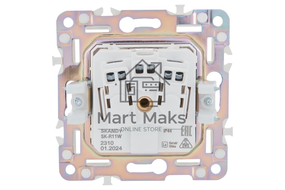 Розетка 1-м SKANDY 16А IP44 с заземл. защ. штроки с крышкой SK-R11W арктич. бел. IEK SK-R16-16-44-K01