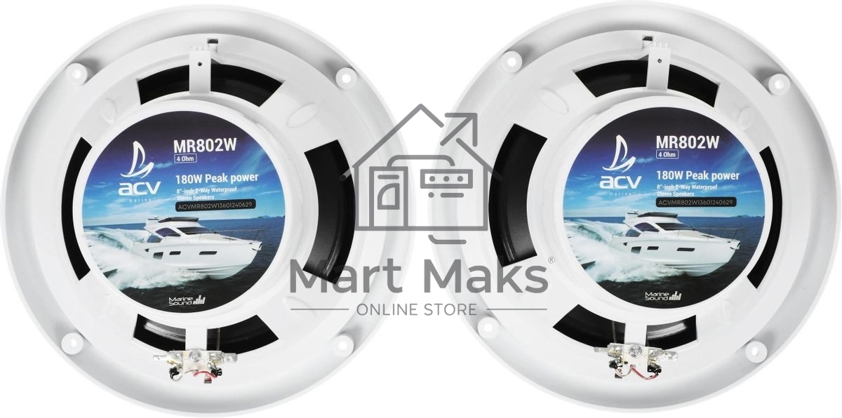 Колонки автомобильные ACV Marine MR802 80Вт 90дБ 20см (8дюйм) (ком.:2кол.) коаксиальные двухполосные