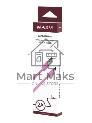 Кабель Maxvi MC-02F purple USB-A - Type-C, 2A Плоский кабель, ток макс. нагрузки 2А, макс. напряжение 5V; стандарт USB 2.0; длина 1м, материал PVC, фиолетовый