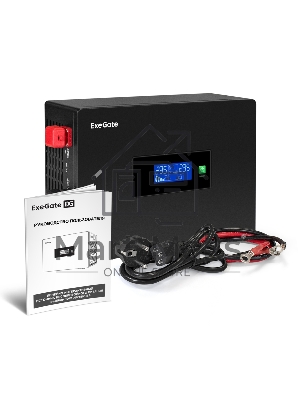 Комплект Источник бесперебойного питания EX295994RUS + батарея 40Aч EX282976RUS 2шт (инвертор, синус, для котла, PF=1, настенный) ExeGate IdealSine SR-1500.LCD.2SH  <1500VA/1500W, чистая синусоида, цветной LCD-дисплей, 2*Schuko, крепление настенное, черны