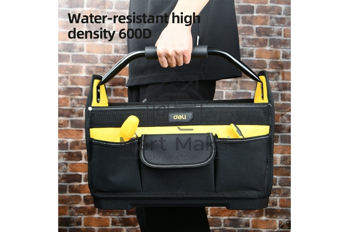 Сумка для инструментов каркасная с жестким пластиковым дном Deli DL586111 7 карманов, без плечевого ремня, ткань Оксфорд 600D