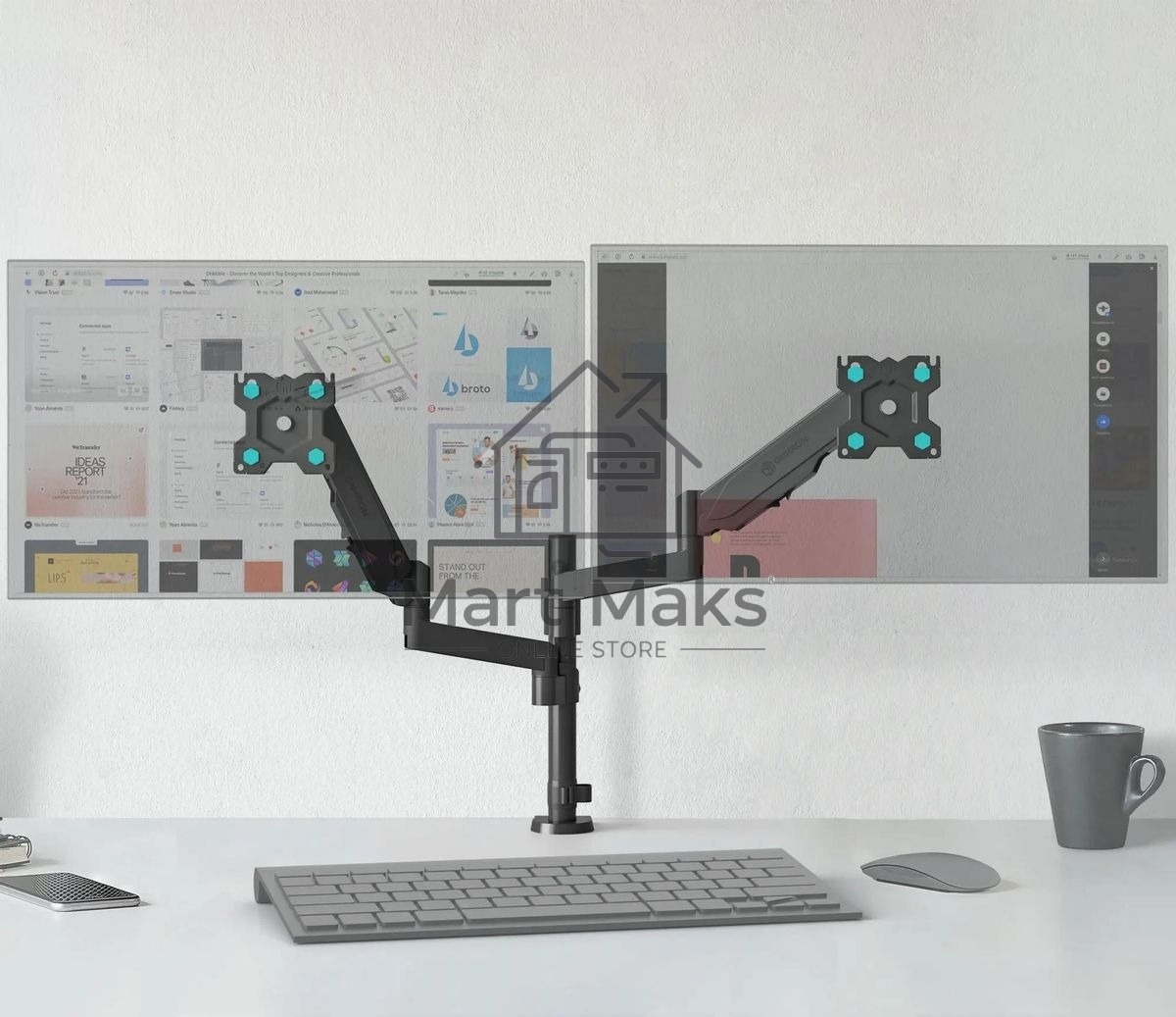 Кронштейн (держатель) ONKRON G140 для двух мониторов 13