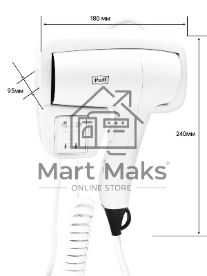 Фен Puff 1201B 1200Вт белый