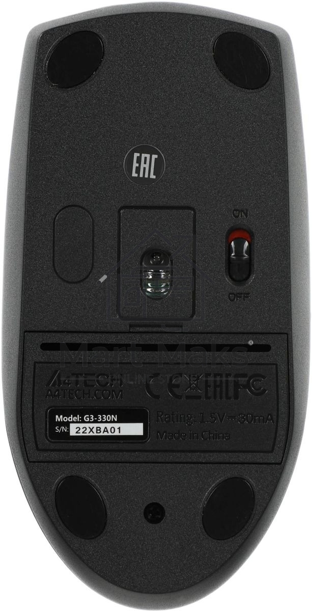 Мышь беспроводная A4Tech G3-330N черный, 1200 dpi, радиоканал, USB, кнопки - 3
