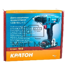 Дрель-шуруповерт Кратон CDB-18-Li-1,5, 18 В, 1,5 Ач, 32 Нм, щеточный