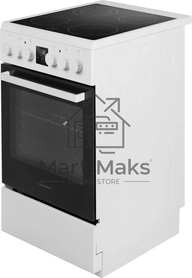 Плита электрическая Maunfeld MEC57CW08TD белый, конфорок 4 шт, духовка 59 л, 50 см x 85 см x 60 см