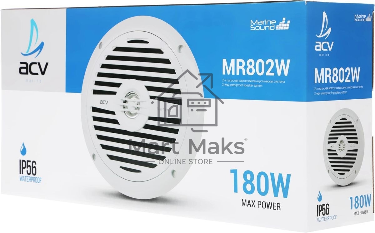 Колонки автомобильные ACV Marine MR802 80Вт 90дБ 20см (8дюйм) (ком.:2кол.) коаксиальные двухполосные