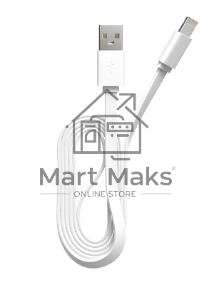 Кабель Maxvi MC-03F white USB-A - Lightning, 2A Плоский кабель, ток макс. нагрузки 2А, макс. напряжение 5V; стандарт USB 2.0; длина 1м, материал PVC, белый