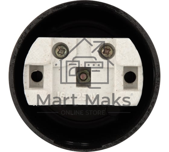 Розетка штепсельная Rexant карболитовая, открытой установки, б/з 16 А, черный