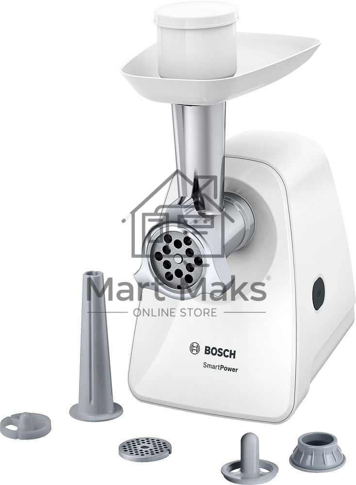 Мясорубка электрическая Bosch MFW2520W белый, 1500 Вт, 1.7 кг/мин, насадки - 4
