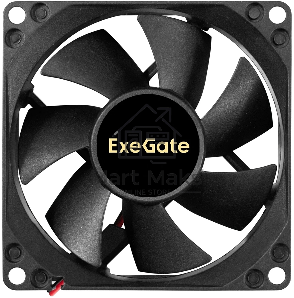 Вентилятор корпусной ExeGate ExtraSilent ES08025S2P, 80 мм, 1900 об/мин, 20 дБ, 2-pin, без подсветки