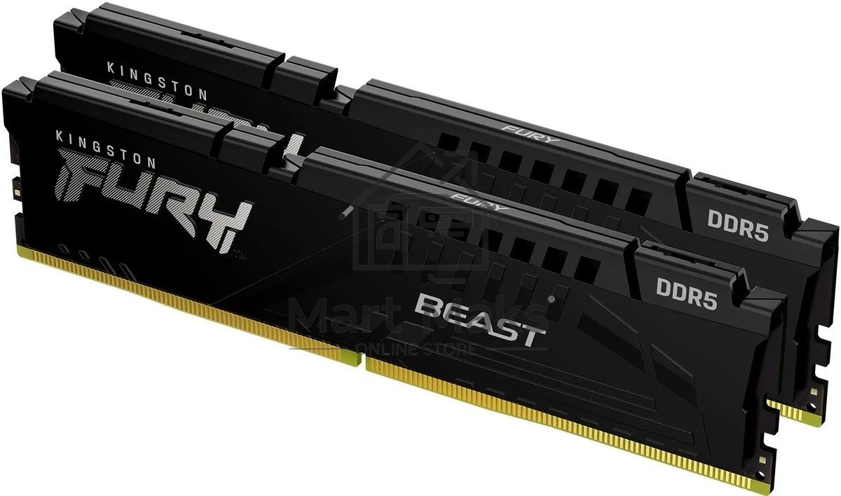 Оперативная память Kingston Fury Beast, DDR5, 16GB (2x8GB), 6000MHz, CL30, DIMM, с радиаторами, черный