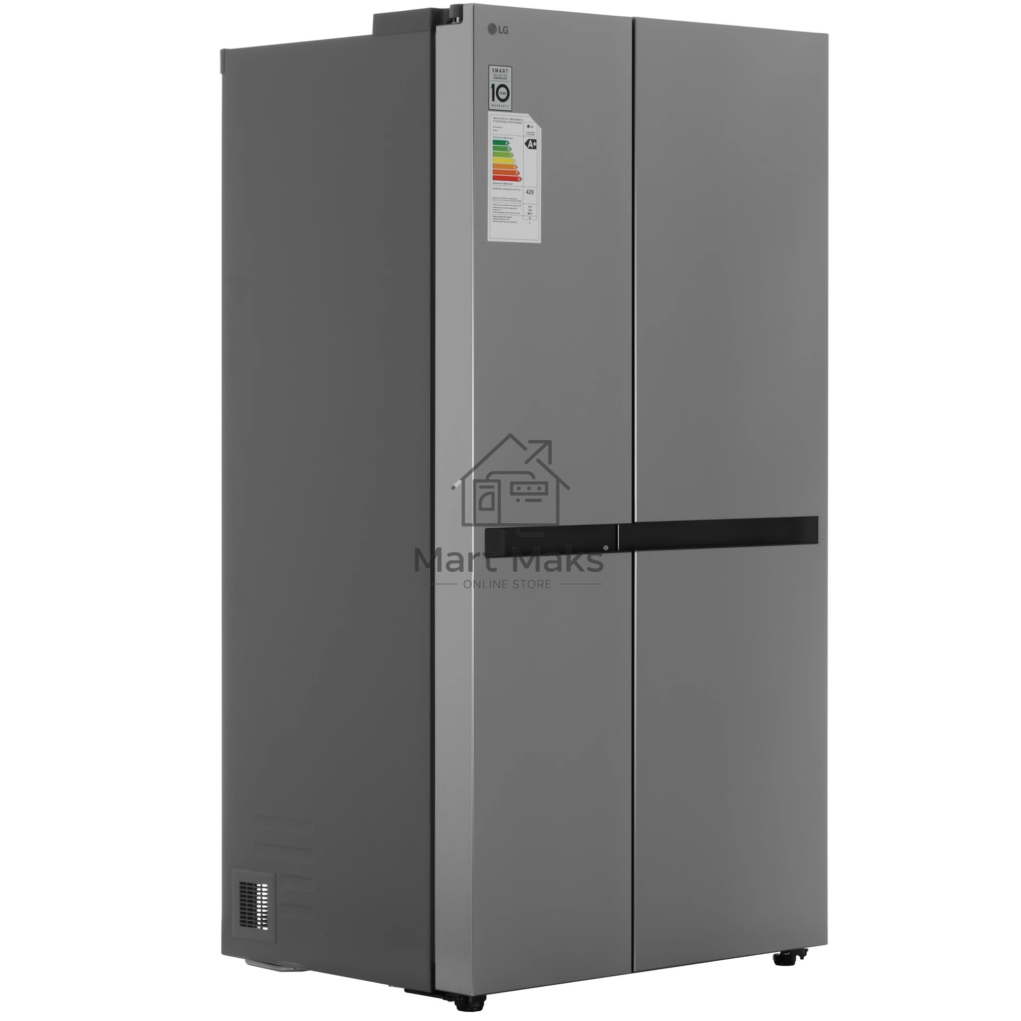 Холодильник LG GC-B257KMHW серебристый двухкамерный 422/206 л., морозилка сбоку, No Frost, Side by Side