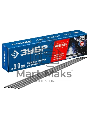 Электрод ЗУБР сварочный УОНИ 13/55 с основным покрытием, для ММА сварки, d 3.0 х 350 мм, 5 кг в коробке, Профессионал.