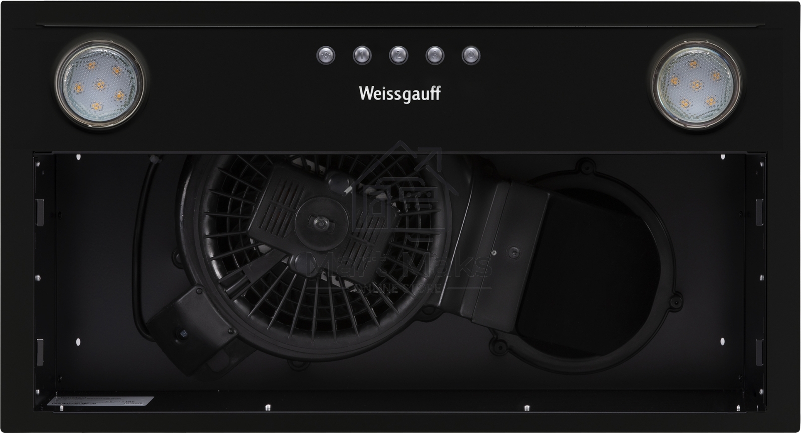 Вытяжка полновстраиваемая Weissgauff Alpha 50 PB черный, 50 см, 900 куб. м/ч, 53 дБ