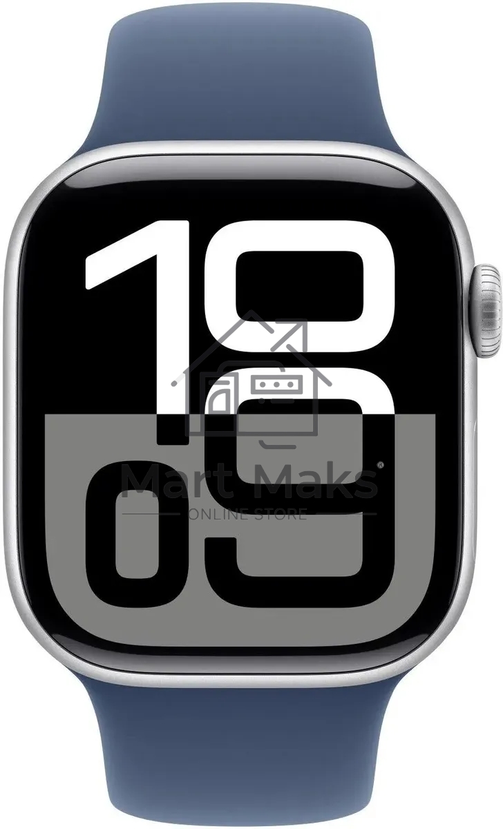 Смарт-часы Apple Watch Series 10 A2997 42мм OLED корпус серебристый Sport Band ремешок синий разм.брасл.:130-180мм