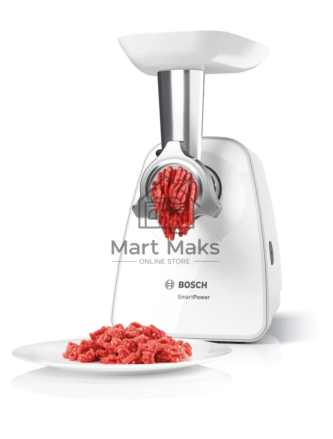 Мясорубка электрическая Bosch MFW2520W белый, 1500 Вт, 1.7 кг/мин, насадки - 4