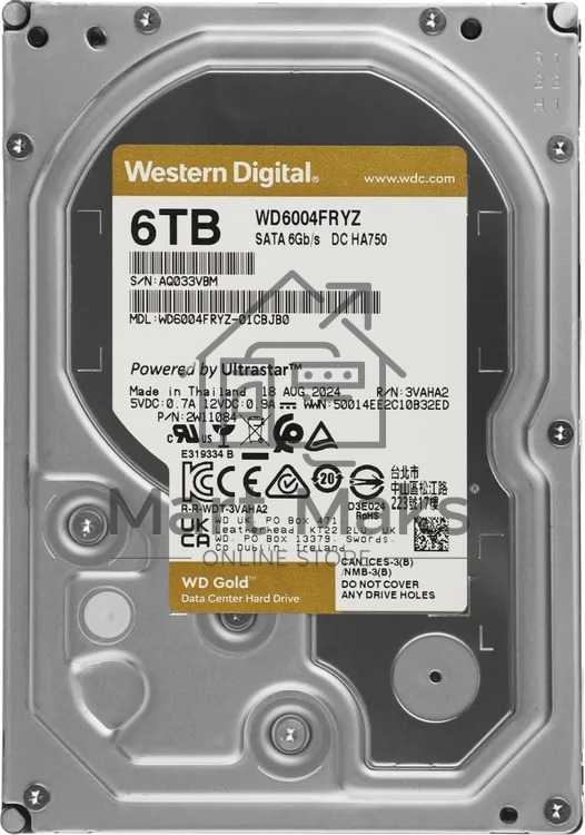 Жесткий диск WD SATA-III 6Tb WD6004FRYZ Desktop Gold 512E (7200rpm) 256Mb 3.5
