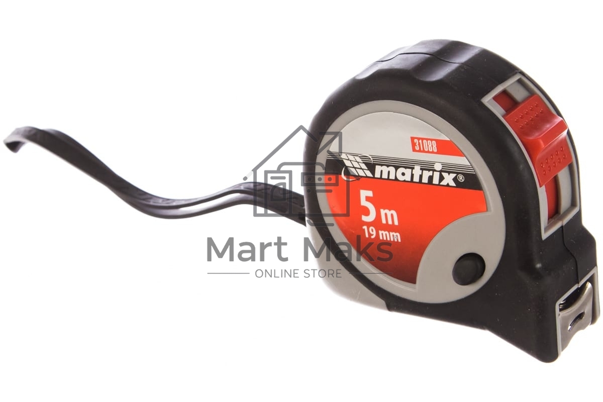 Рулетка MATRIX 31088 continuous fixation 5мх19мм обрезиненный корпус плавная фиксация