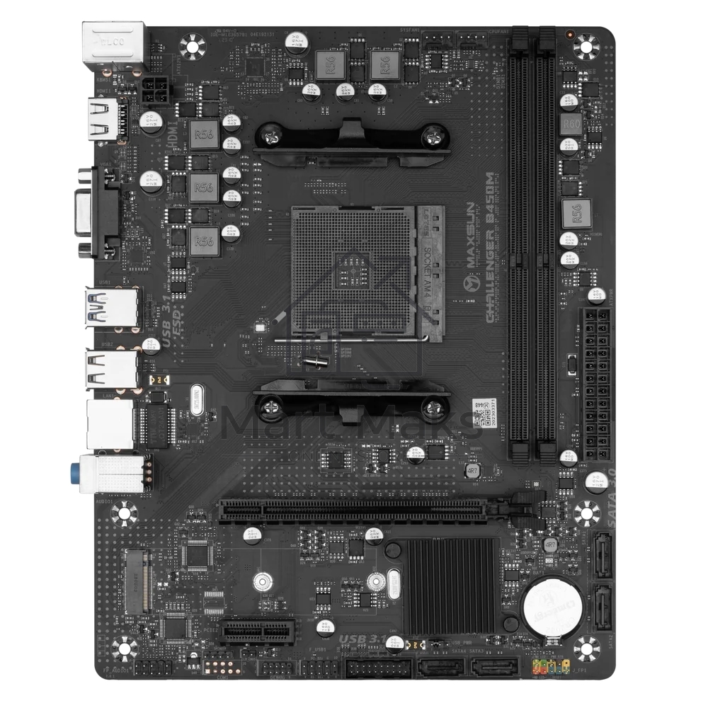 Материнская плата Maxsun Challenger B450M, AM4, AMD B450, 2xDDR4, 4xSATA, 1xM.2, 1xPCIe 3.0 x16, 1xPCIe 3.0 x1, 1xHDMI, 1xVGA, 1x 1Gb LAN, 2xUSB-A 3.2 Gen 1, 2xUSB-A 2.0, 3x3.5 мм, 5.1, M-ATX