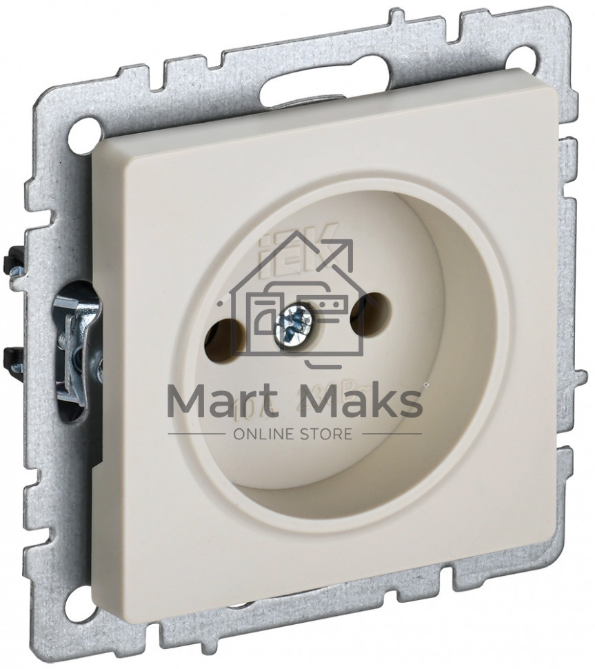 Розетка 1-местная IEK BRITE РС10-1-0-БрКр (BR-R10-10-K10) 10А, без заземления, без защитных шторок, бежевый