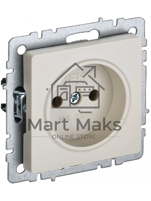 Розетка 1-местная IEK BRITE РС10-1-0-БрКр (BR-R10-10-K10) 10А, без заземления, без защитных шторок, бежевый