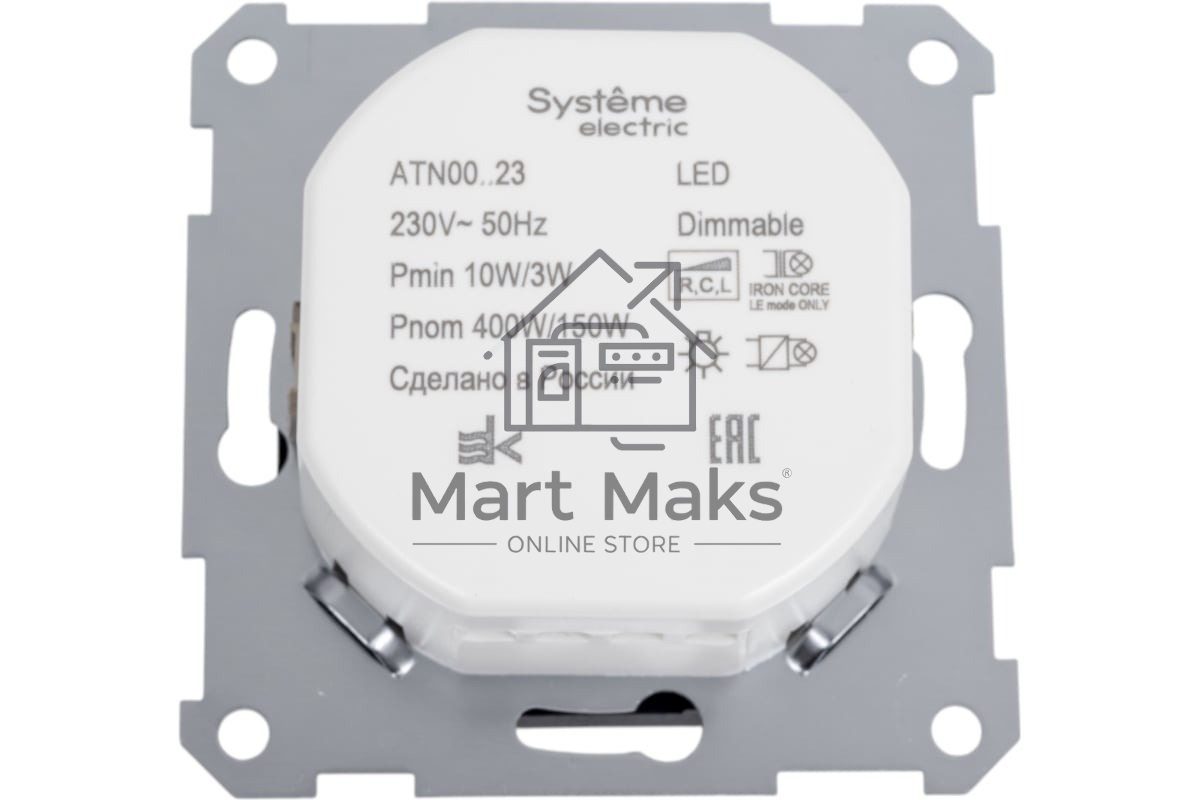 Светорегулятор поворотно-нажимной AtlasDesign 400Вт механизм карбон SE ATN001023