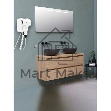 Фен Puff 1201B белый, 1200 Вт, с доп. розеткой