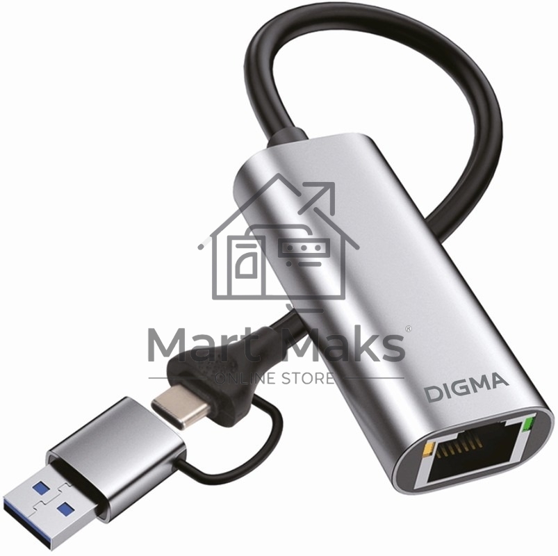 Сетевой адаптер Gigabit Ethernet Digma DLA-GEUC01 USB 3.0