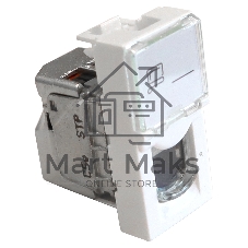 Вставка Mosaic 22.5x45, RJ-45 STP, кат.5e, со шторкой и увеличенным окном маркировки, белая