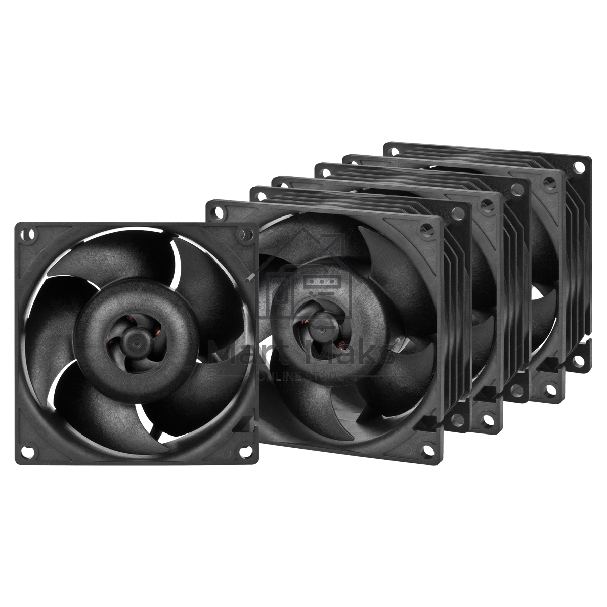 Комплект вентиляторов для корпуса Arctic S8038-7K (4 Pack) черный, 80 мм, 7000 об/мин, 4 pin