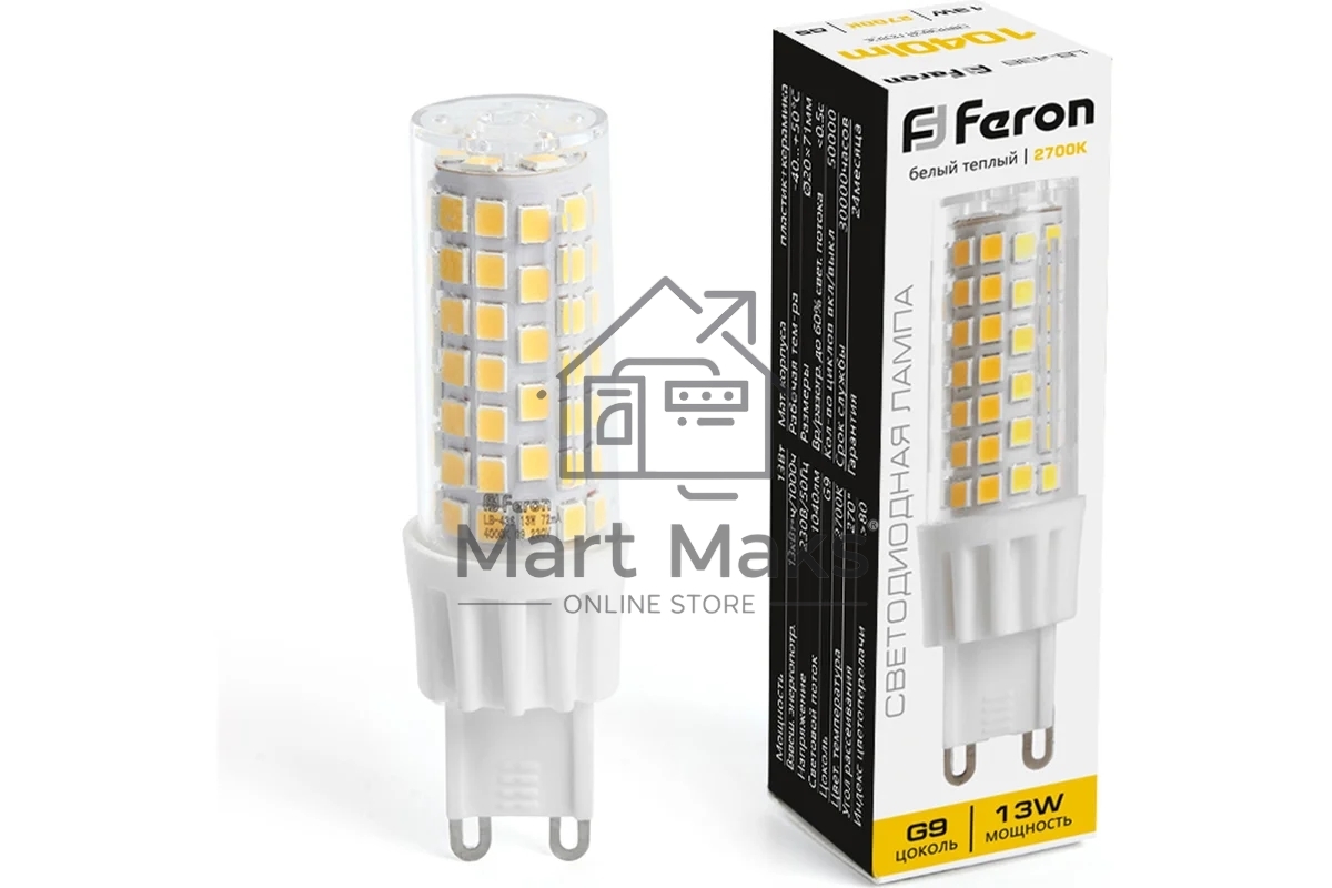 Лампа светодиодная FERON LB-436 (38152) 13 вт 230в G9 теплый капсульная