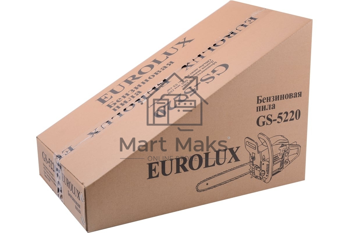 Бензопила Eurolux GS-5220 2400 Вт,Длина шины мм / дюймы 505 / 20” Объём двигателя см3 52 70/6/8
