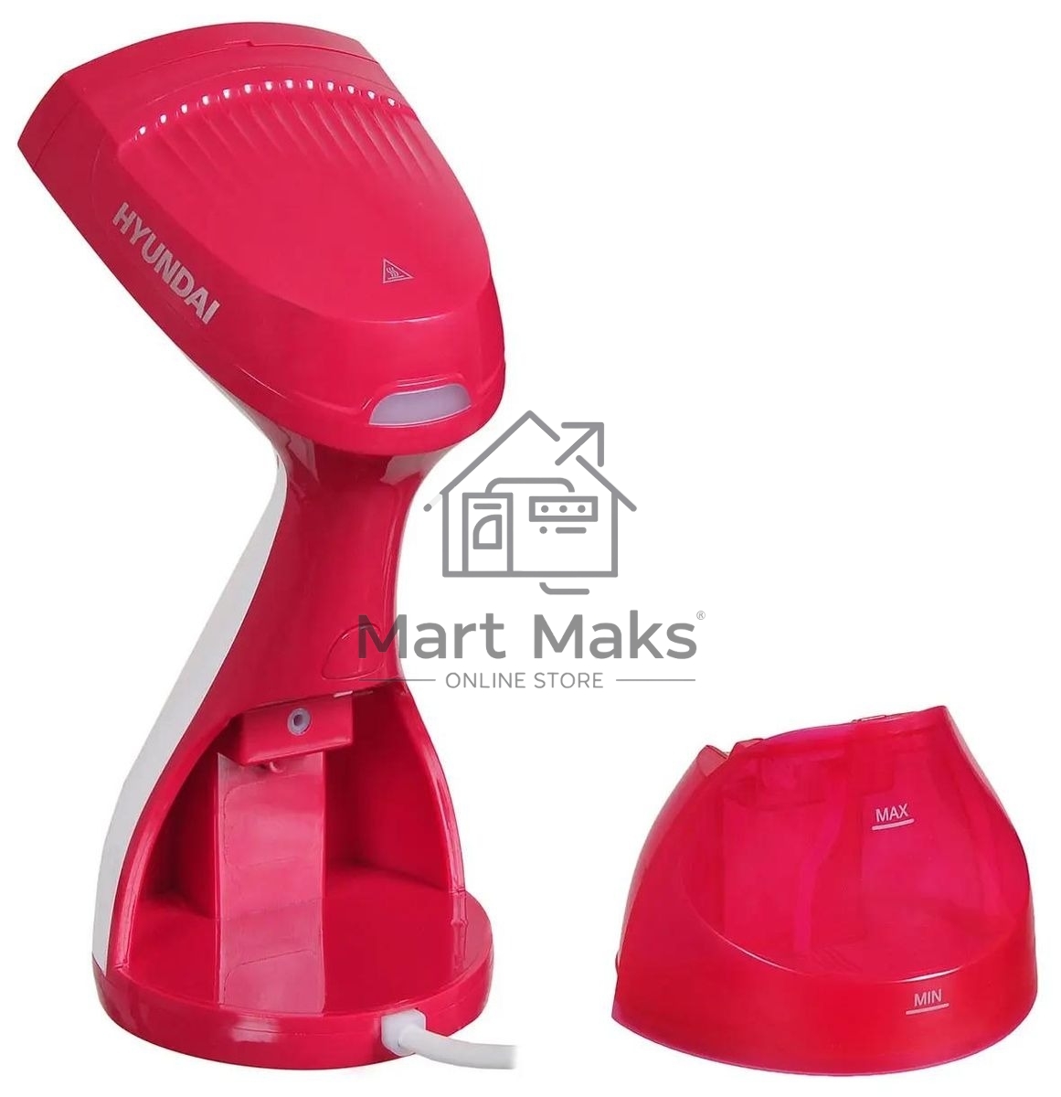 Отпариватель Hyundai H-HS02123 белый/вишневый, 1650 Вт, 28 г/мин, 300 мл