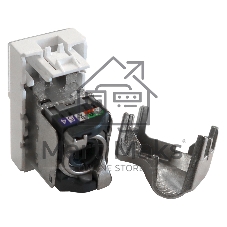 Вставка Mosaic 22.5x45, RJ-45 STP, кат.5e, со шторкой и увеличенным окном маркировки, белая