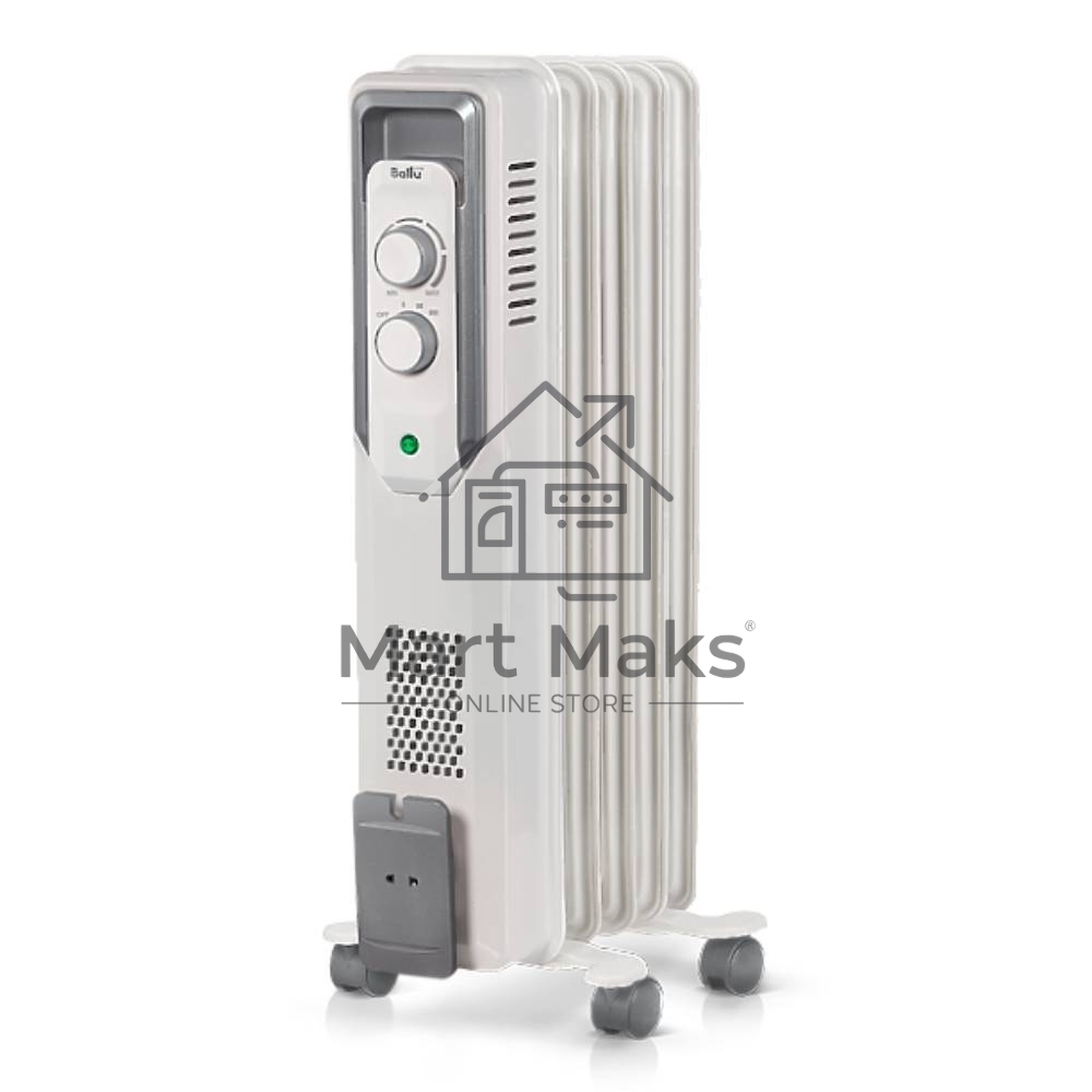 Масляный обогреватель Ballu CUBE BOH/CB-05W (5 секций), белый, 1000 Вт, 15 м2, механический термостат