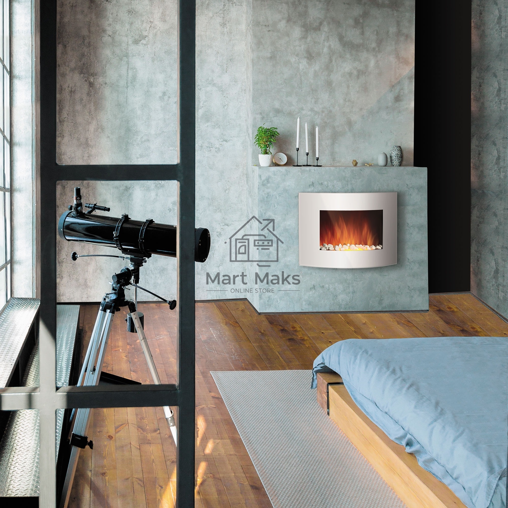 Электрокамин Electrolux EFP/W-1200URLS, белый, 2000 Вт, 25 м2, термостат, пульт д/у