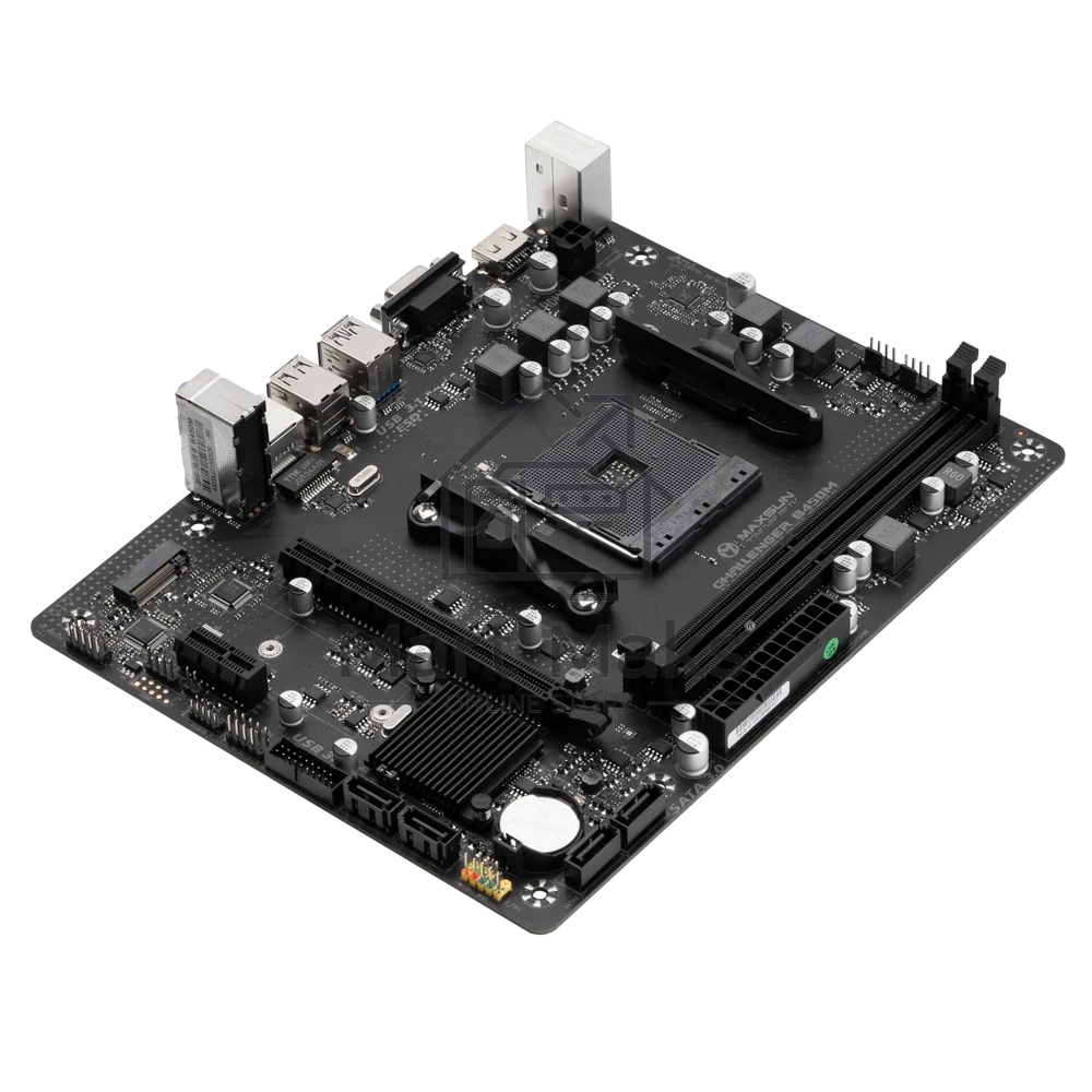 Материнская плата Maxsun Challenger B450M, AM4, AMD B450, 2xDDR4, 4xSATA, 1xM.2, 1xPCIe 3.0 x16, 1xPCIe 3.0 x1, 1xHDMI, 1xVGA, 1x 1Gb LAN, 2xUSB-A 3.2 Gen 1, 2xUSB-A 2.0, 3x3.5 мм, 5.1, M-ATX