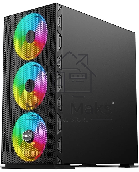 Компьютерный корпус SOEYI «AX8-B20 SOEYI ATX case with черный coating front panel with flat bigger mesh, without»
