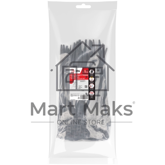 Хомут кабельный для СИП 9.0х180 с горизонт. замком NO-224-592 черный (уп.100 шт) Эра Б0066054